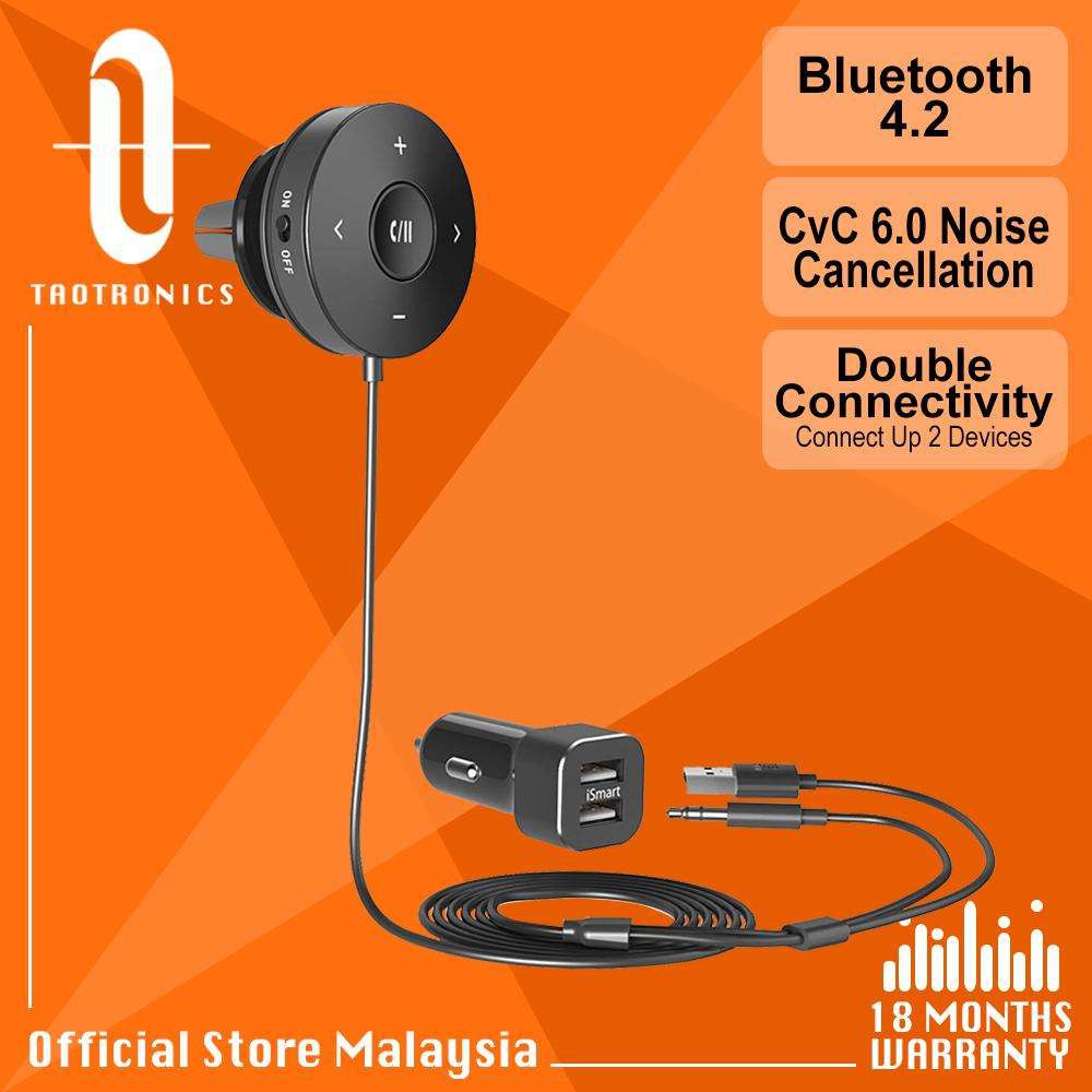 TaoTronics BR04 Car Bluetooth Receiver Pair 2 Devices At Once Car Kit ...