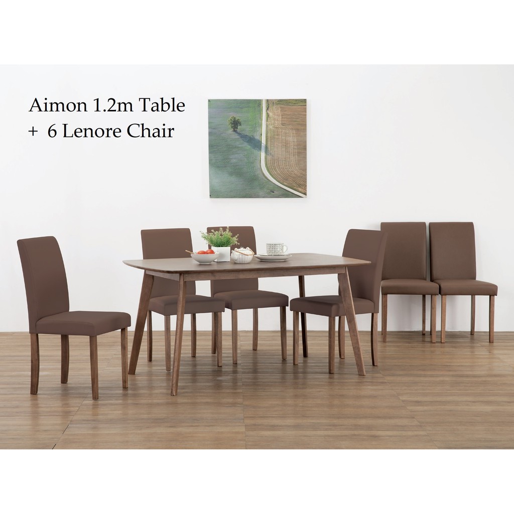 CrisHome Aimon 1 2m Table 6 Lenore Chair Dining Set 