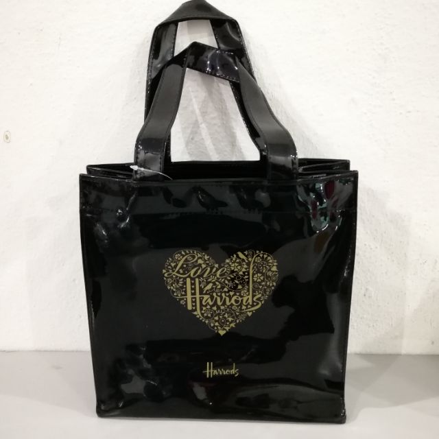 *READY STOCK*HARRODS CLASSIC GOLD HEART PRINT SMALL CARRY TOTE BAG NEW-BLACK | Shopee Malaysia