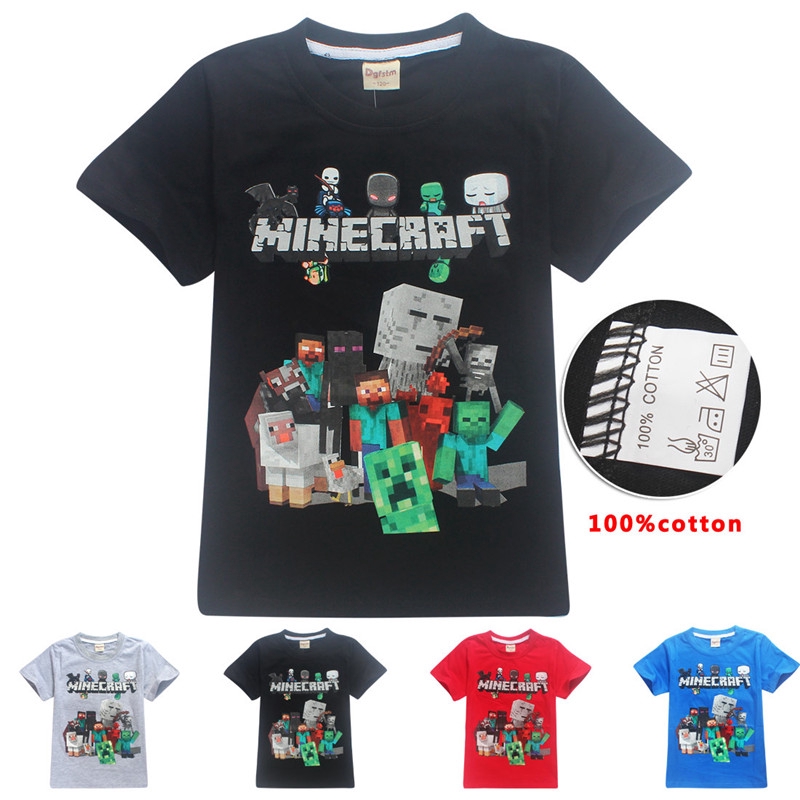 Minecraft Boy Tshirt Summer Short Sleeve T Shirt Kids Cotton Tee Shirt Tops Shopee Malaysia - roblox boys t shirt lego cartoon print kids tops christmas shirt new years tees big boy clothes shopee malaysia