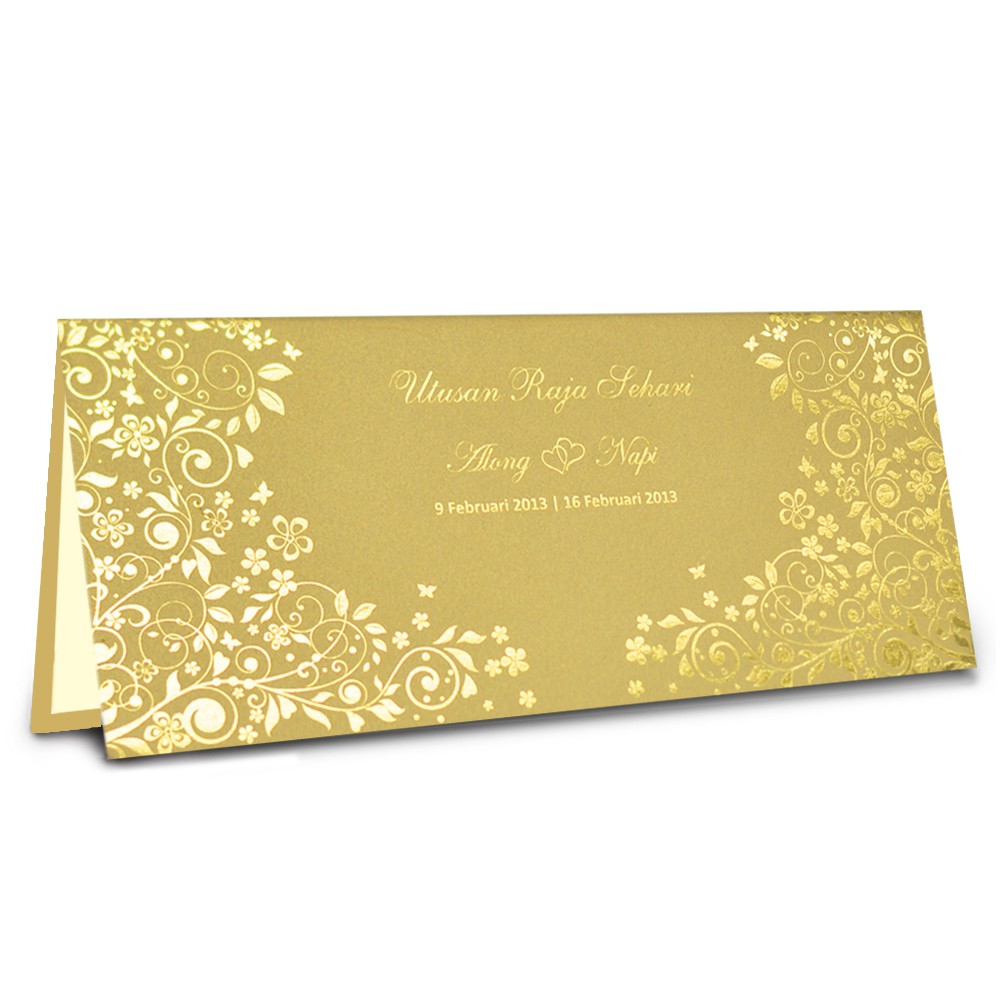 Wedding Invitation Card Kad Kahwin Sa05 Gold With Envelope Shopee Malaysia