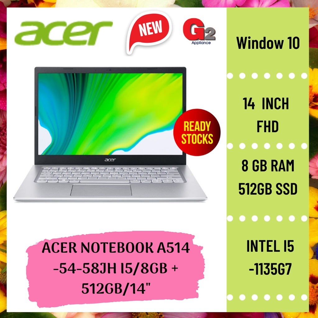 ACER NOTEBOOK ASPIRE 5 A514-54-58JH ( I5/8GB/512GB SSD /14