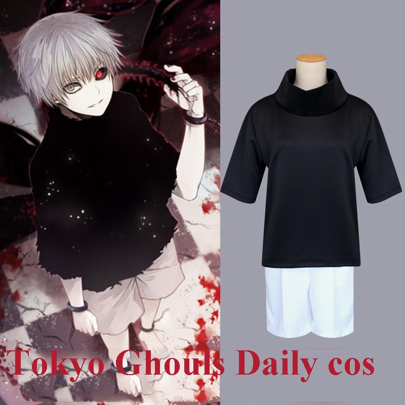 Anime Tokyo Ghoul Kaneki Ken,Hoodie Shorts Leather Uniform boy's Party Costume 