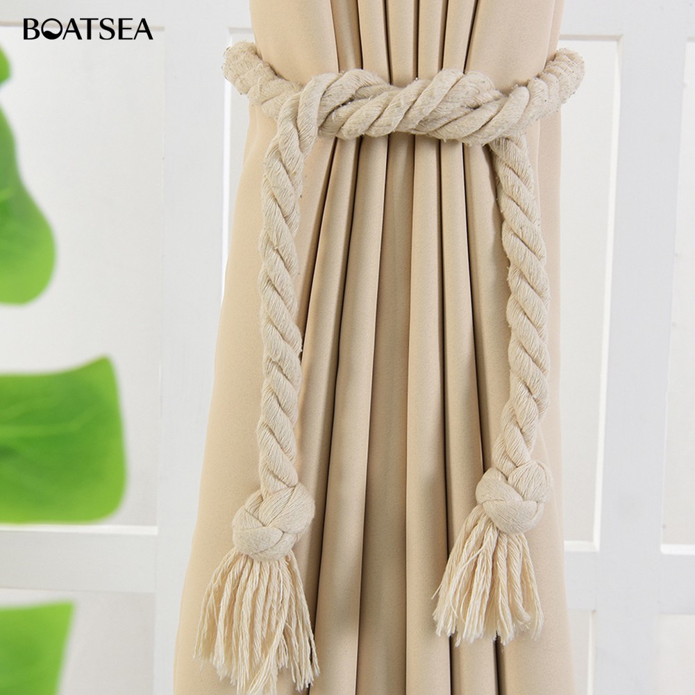 Boatsea 2pcs Hemp Rope Curtain Drapes Tieback Holdback Line
