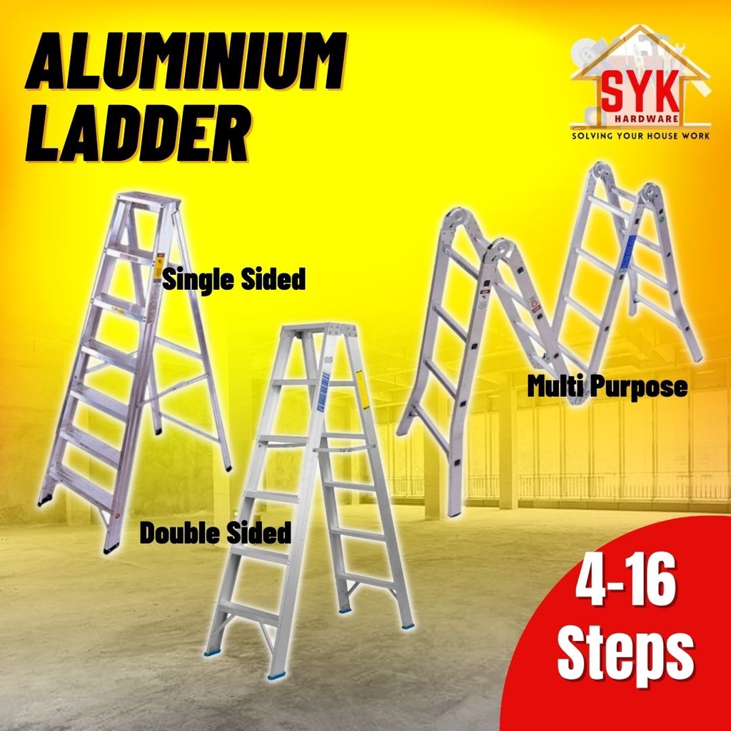 SYK Aluminium Ladder 16 Step (Single Sided / Double Sided