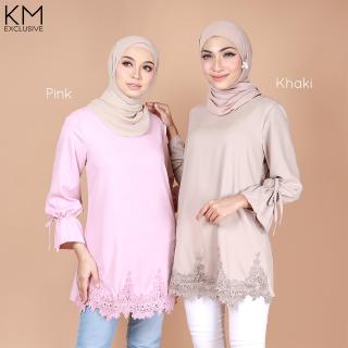 KM Muslimah Zucca Plus Size Cutting  Lacey Cuff Blouse  Baju  
