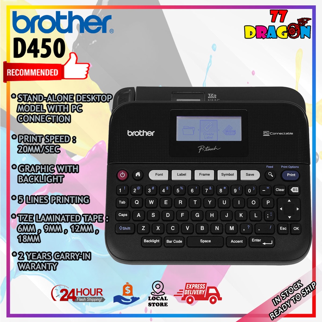 Brother PTouch D450 Versatile PC Connectable Label Maker For Office and Corporate (PTD450