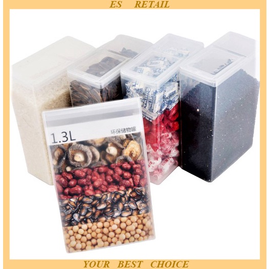 Food container 1300ml Rice dispenser Food storage container Rice container Bekas simpanan makanan Bekas beras 食品容器 米罐