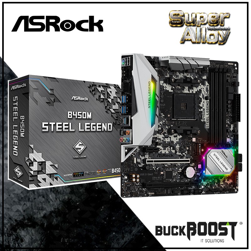 ASRock B450M Steel Legend / AMD Ryzen AM4 MATX Motherboard / Ryzen 5000