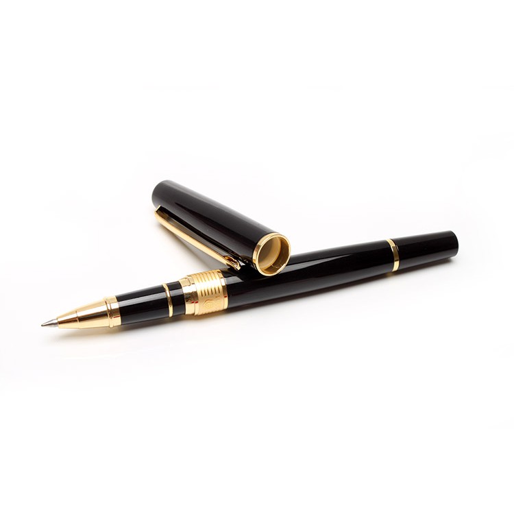 Personalized engraved Gel pen Black with leather case custom your name 