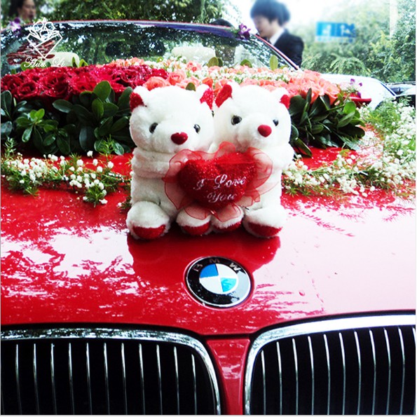 Wedding Car Front To Bear Flower Car Decoration Plush Bear Shopee Malaysia
