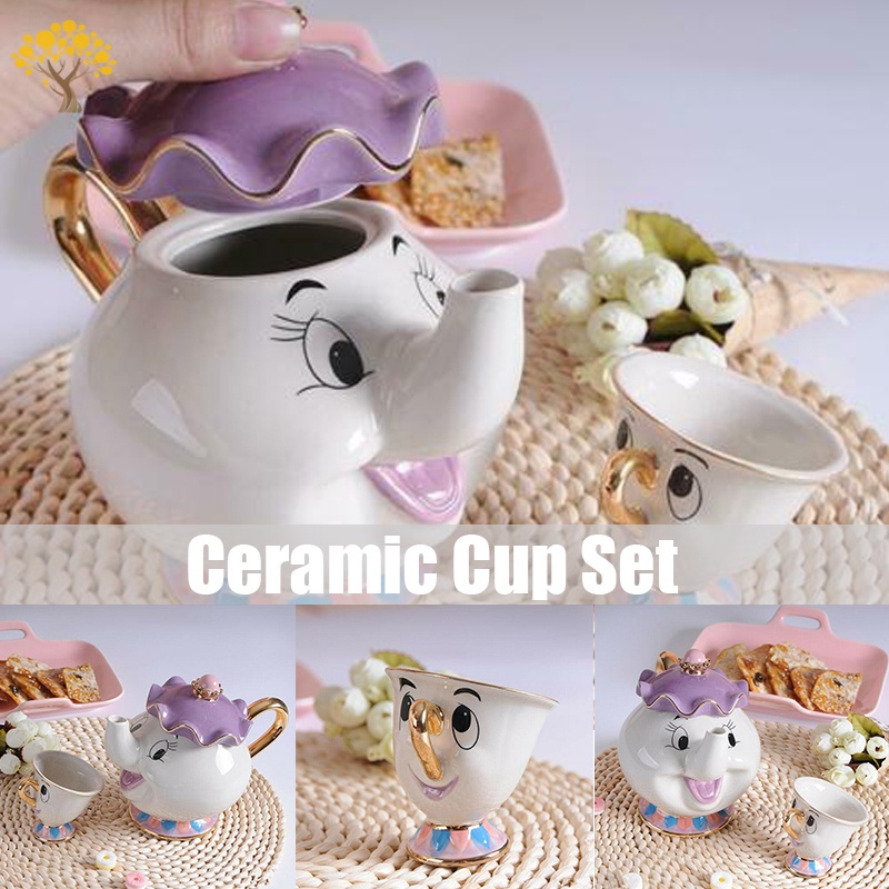 [Cheap] Cute Beauty And The Beast Teapots Mrs Potts Chip Tea Pot Cup Set Xmas Gifts Ceramic Teapots Set