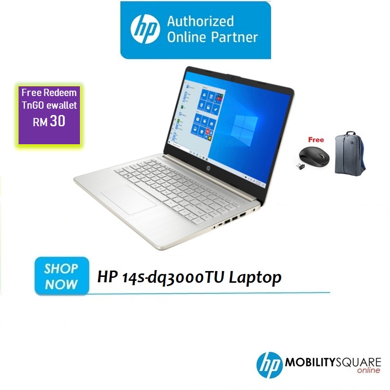 HP Laptop 14sdq3000TU gold [Redeem T&Go eWallet Credit RM 30] Shopee
