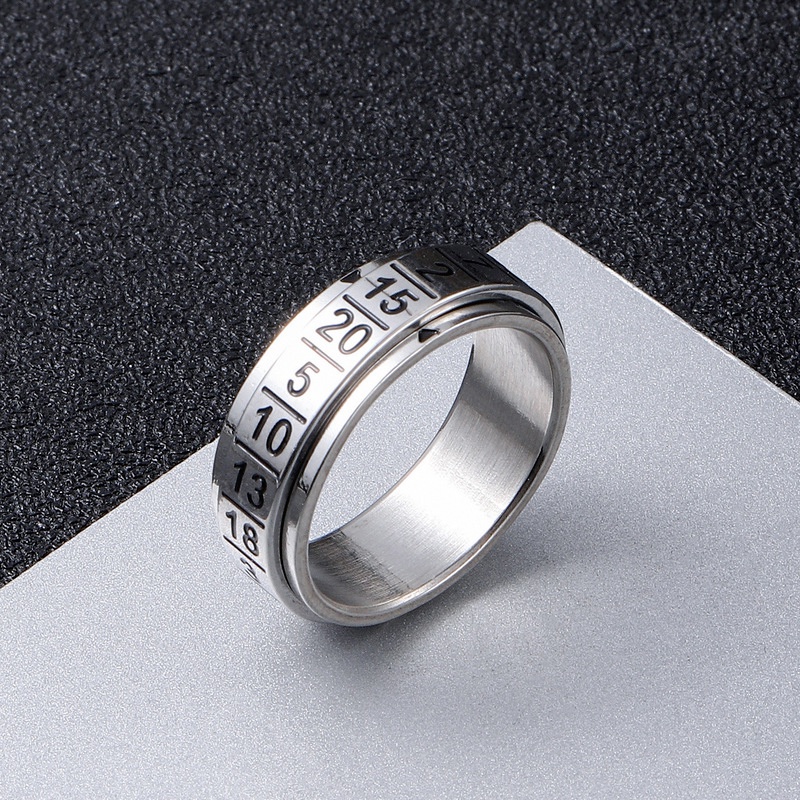 Brand new stainless steel 8mm numerals ring that can spin,retro style ...