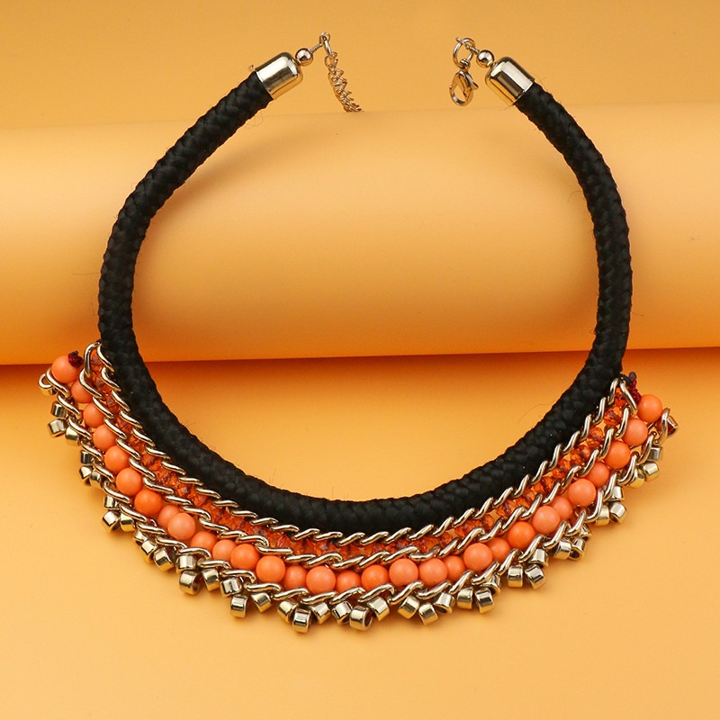 Vintage Ethnic Gypsy Orange Beads Indian Necklace Collares 2022 Womens Statement Jewelry Black Necklaces Pendants