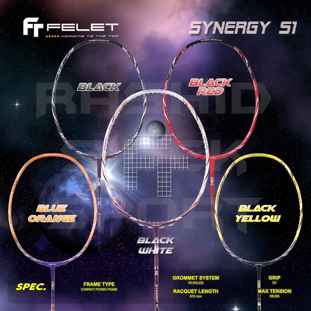 Felet Synergy S1 Free [String&Grip] 4u 82gram Racket Badminton Racket