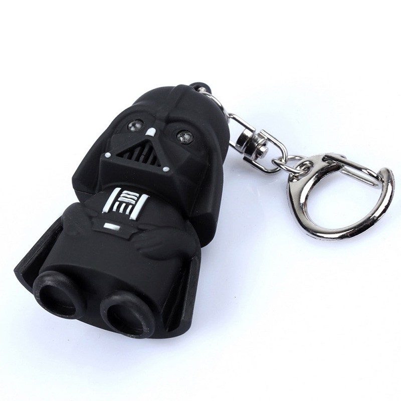 1pc Red Light Up LED Star Wars Darth Vader With Sound Keyring Key Chain Gift 