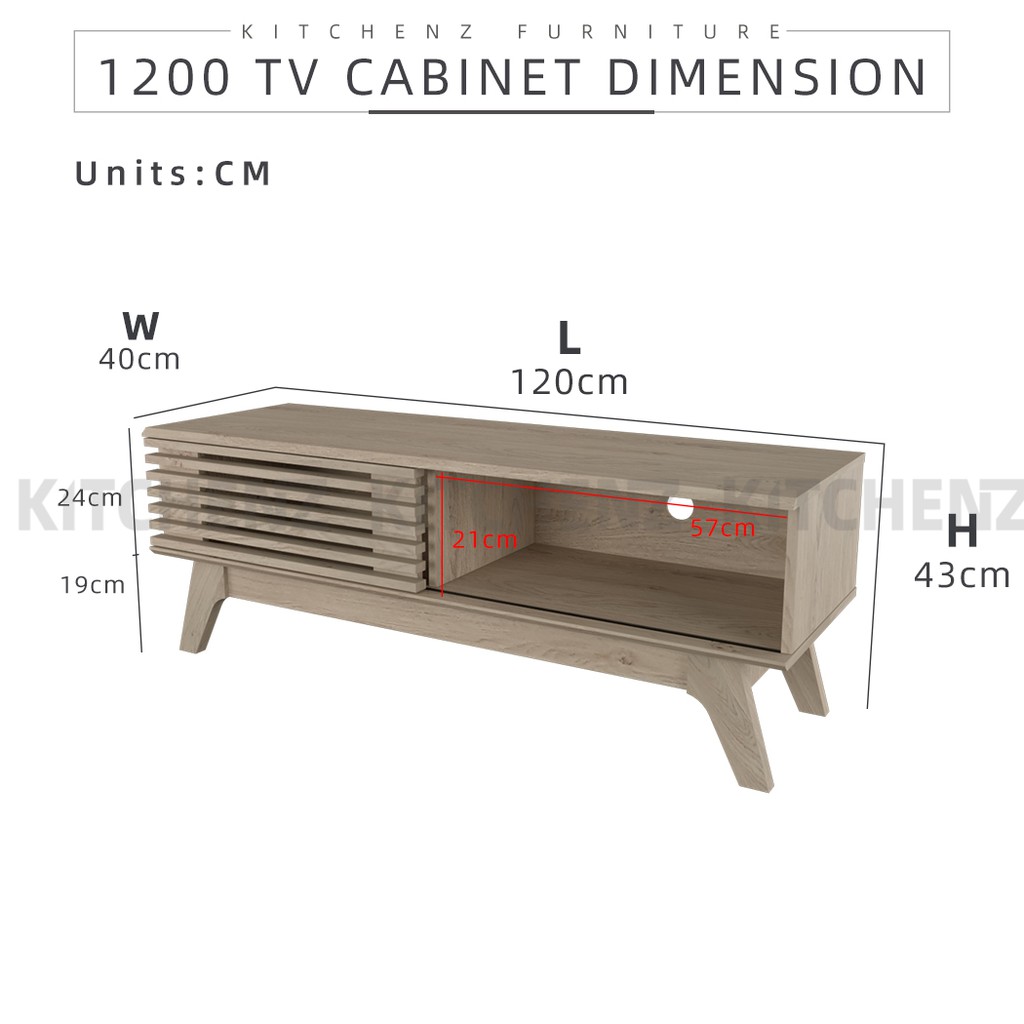 Kitchenz Aoki Series 4ft Tv Cabinet Modernist Design Solid Board Oka Tv Rack Console Wood Leg Hmz Fn Tc E2250 Oak Shopee Malaysia