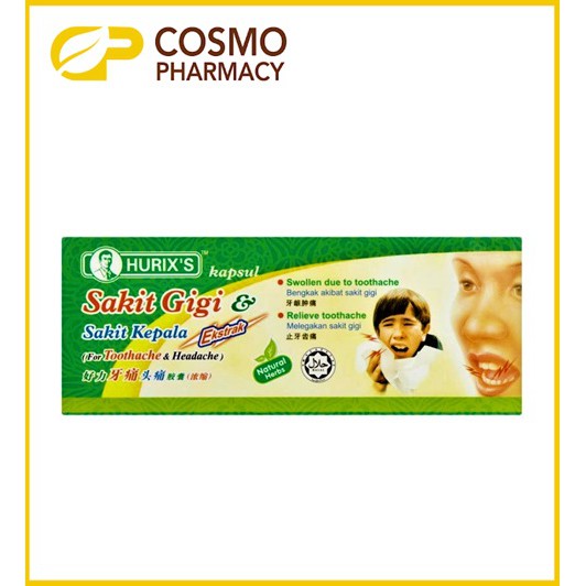 Hurix S Kapsul Sakit Gigi Sakit Kepala Ekstrak 6 S Cosmo Pharmacy Shopee Malaysia
