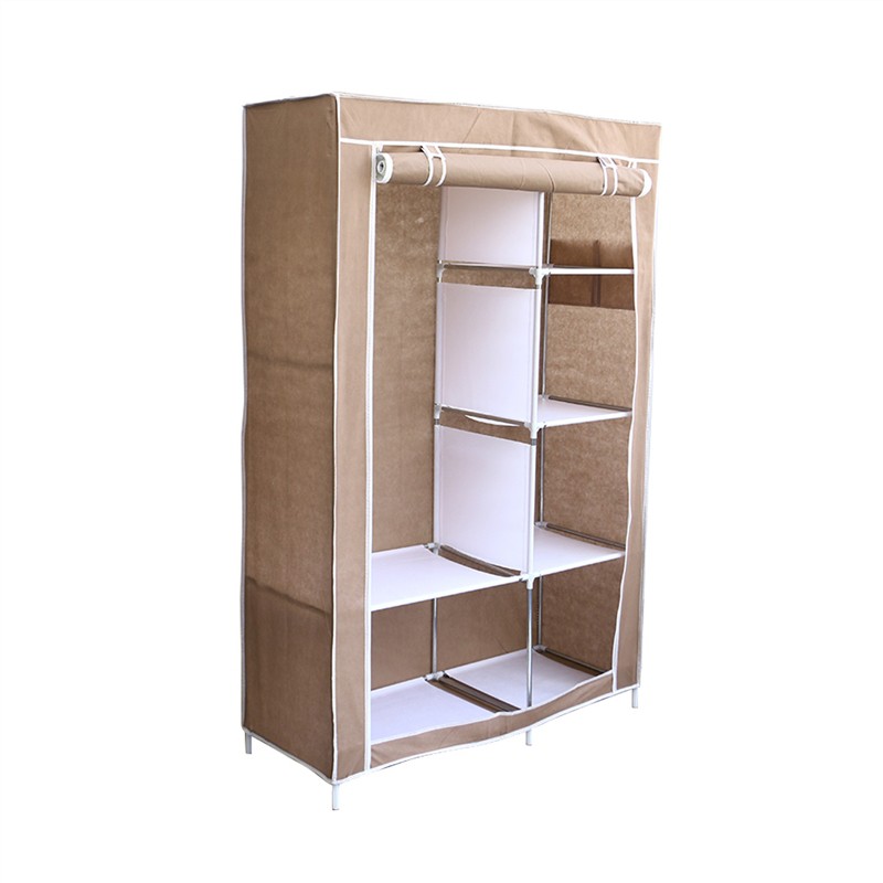 Portable Movable Wardrobe Dustproof Clothes Organizer With Shelves