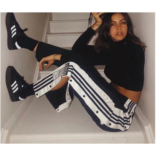adidas pants with side buttons