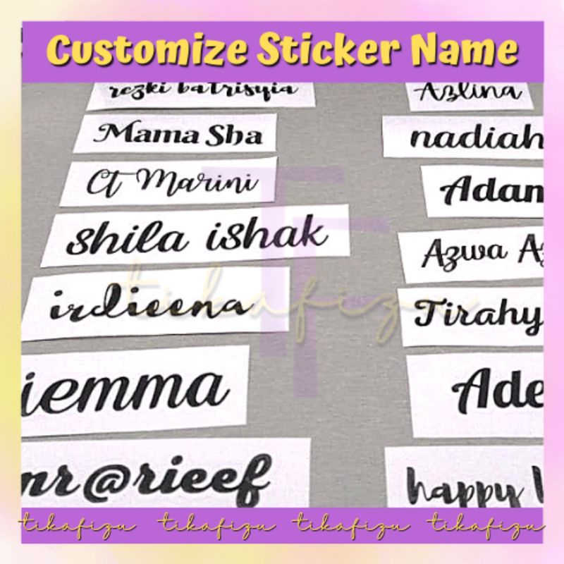 🔥custom Nama Murah🔥sticker Name Sticker Label For Mug Bottle Glass Car Etc Waterproof Kalis 8520