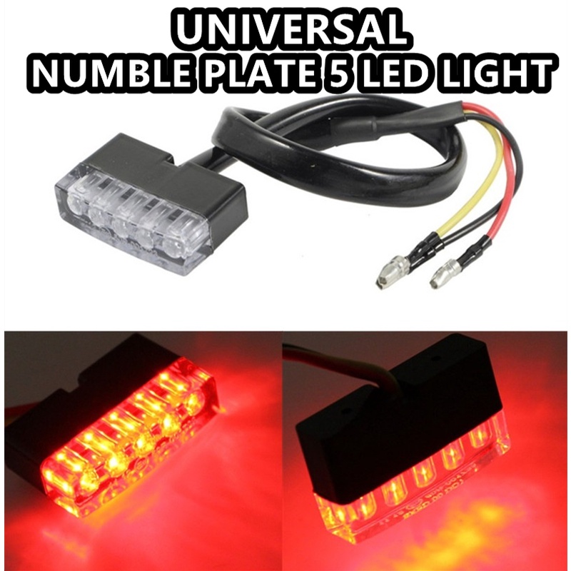 ✔READY STOCK✔ UNIVERSAL NUMBER PLATE 5 LED LIGHT LAMP RED COLOR