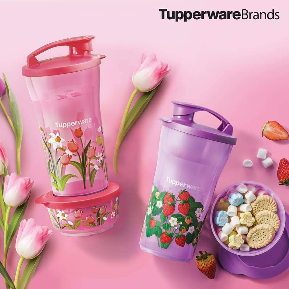 [Ready Stok] Tupperware Quench & Snack Set Tumbler Set 800ml Dessert Bowl Set 200ml Strawberry Strawberi Flower Kid Set