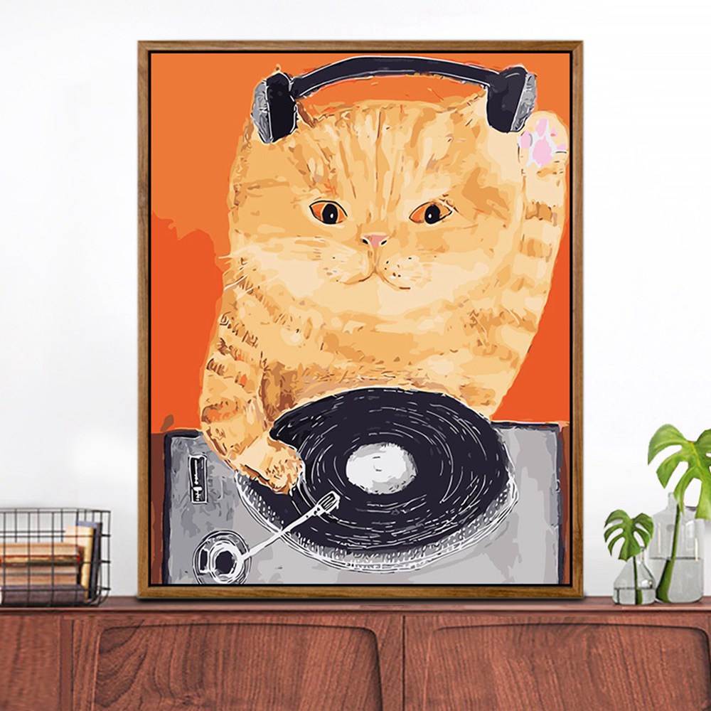 Download Art Paint By Numbers 3d For Adult Kids Cartoon Cat Canvas Painting With Frame Follow The Numbers To Colour Shopee Malaysia