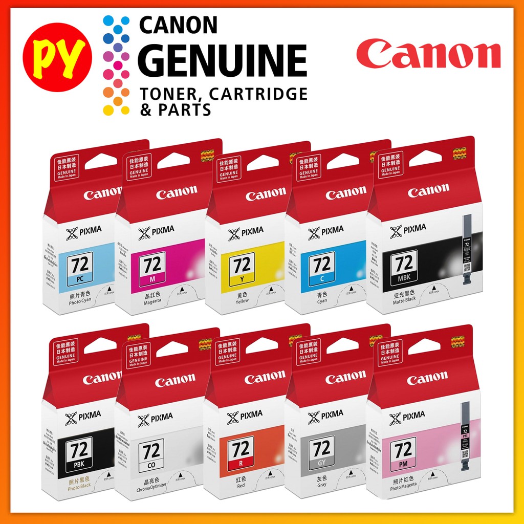 Canon PGI-72 Full Set All Colors Original Ink Cartridge -total 10 ink ...