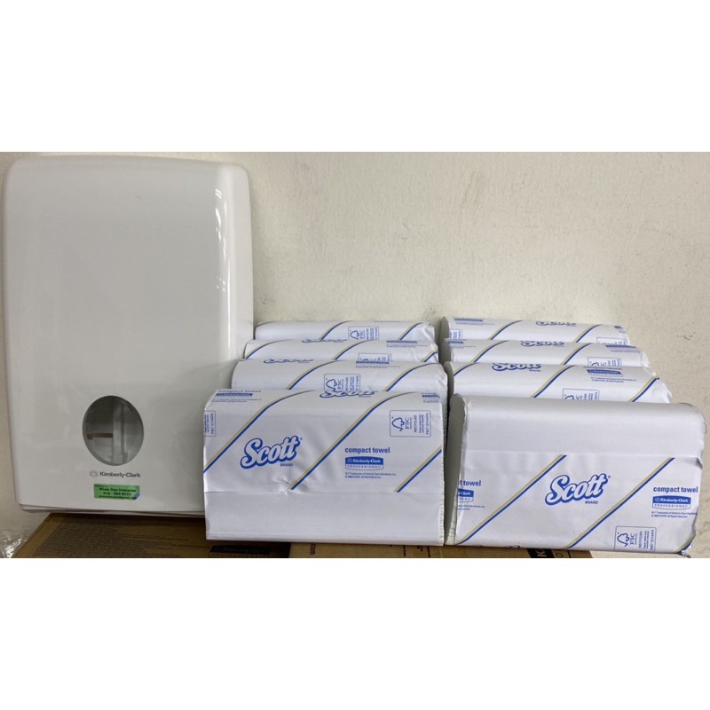 8 packets of Scott Compact Hand Towels (27011)+ 1 unit Aquarius Compact