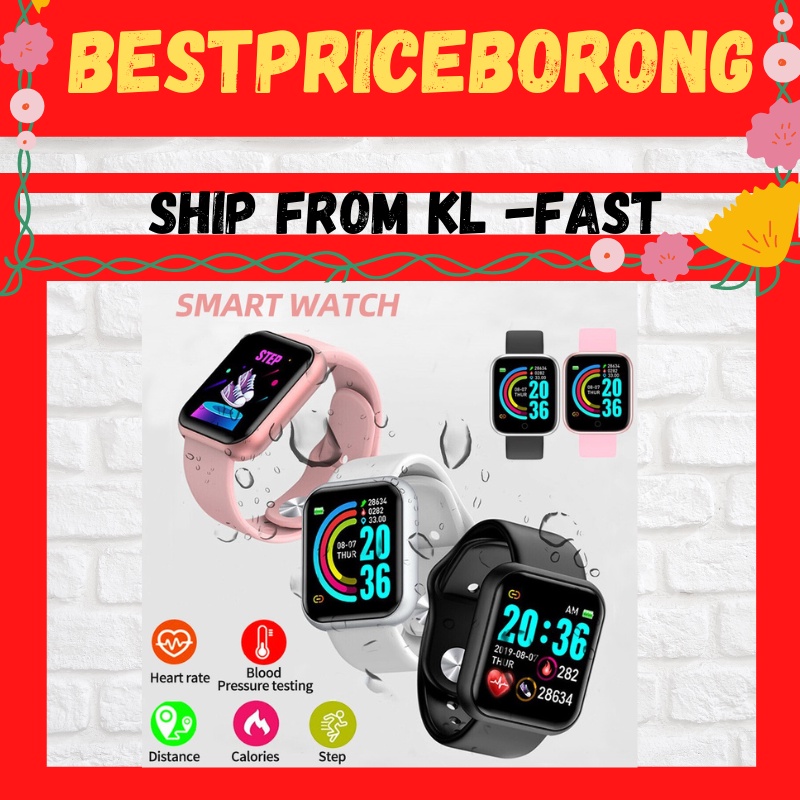 Y68 Smart Watch Fitness Tracker Digital Heart Jam Tangan Wanita Lelaki Watch Men Watch