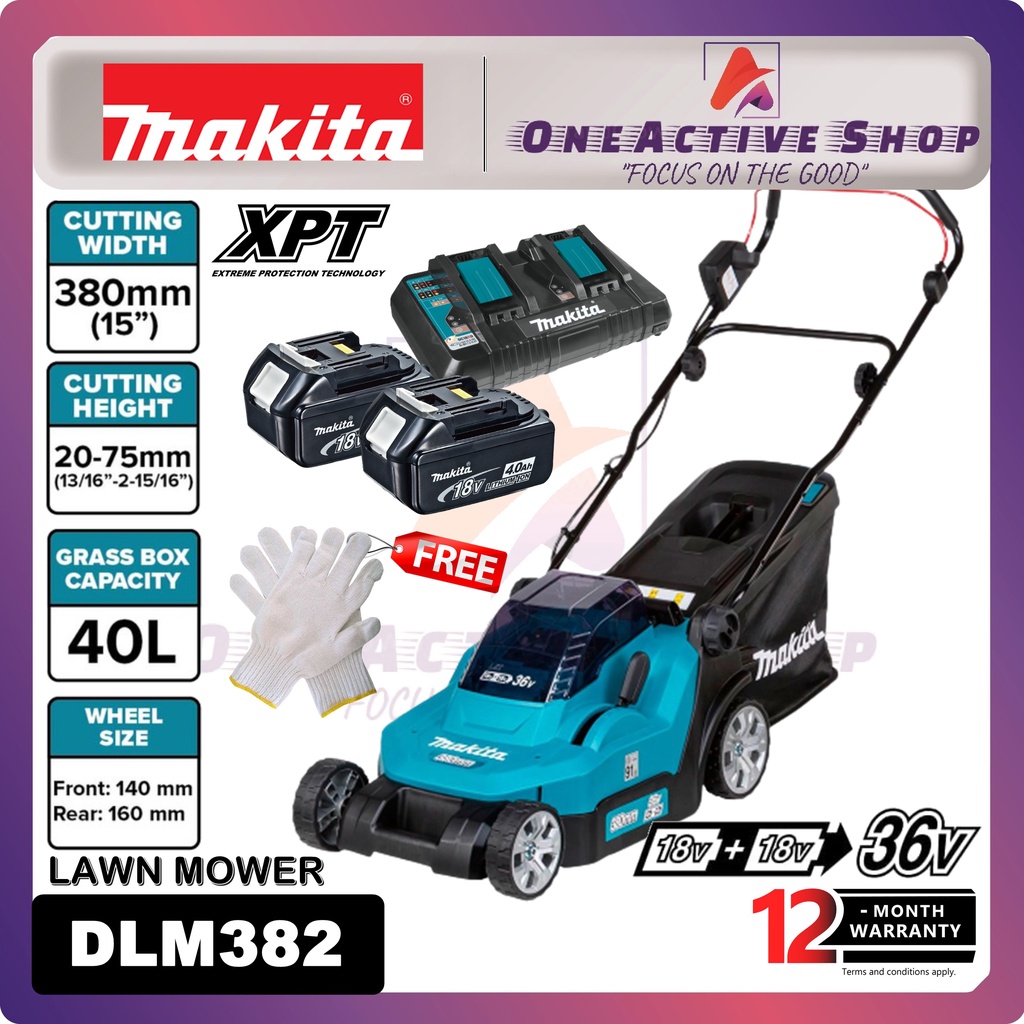 MAKITA 36V Cordless Lawn Mower 380 mm (15") DLM382PT2 / DLM382Z 1