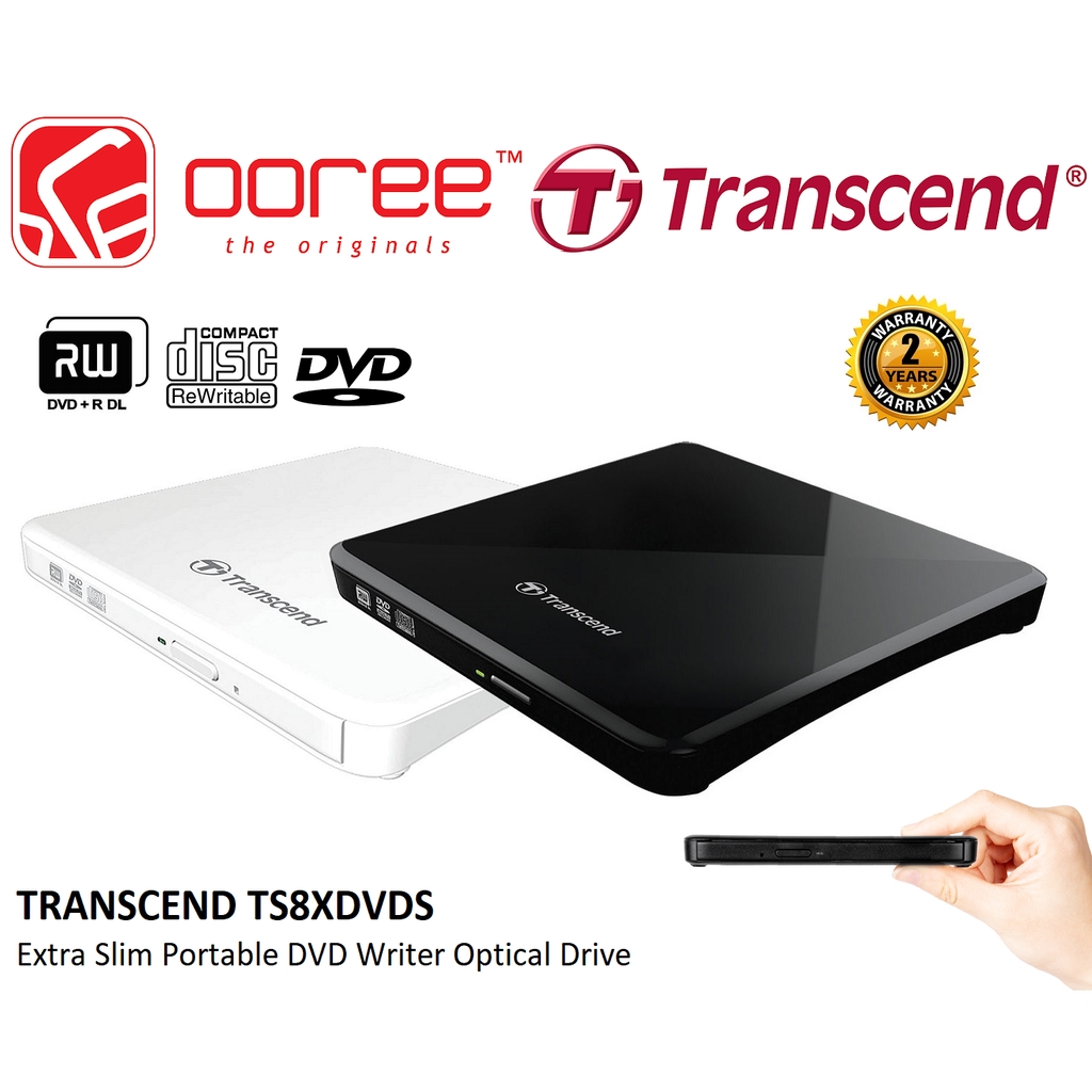 TRANSCEND TS8XDVDS (8X8) SLIM PORTABLE CD/DVD WRITER WITH MINI USB TO