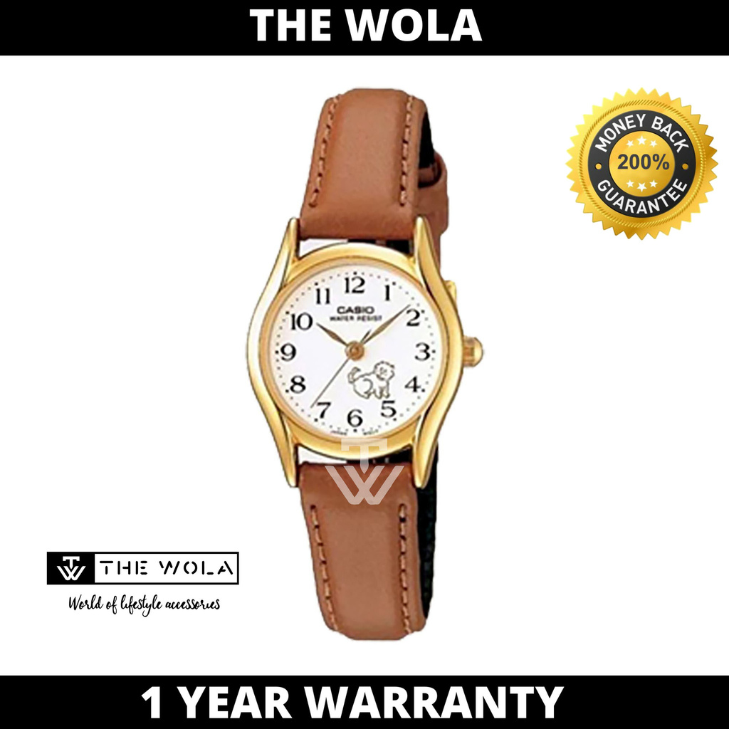 Casio Women S Analog Ltp 1094q 7b7rdf Gold Tone Brown Leather Watch Shopee Malaysia