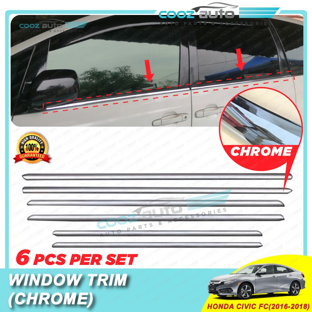Honda Civic FC 2016 - 2021 Window Trim Chrome Lining / Door Belt ...