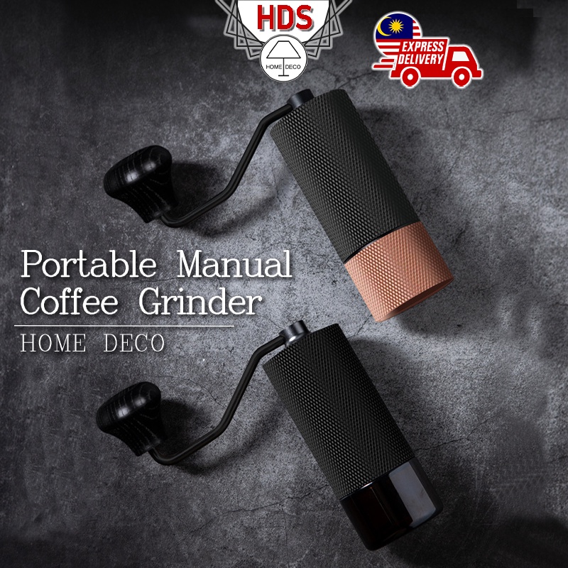 HDS Portable Premium Coffee Grinder ☕ Hand Manual Double Bearing 304 Stainless Steel Kopi Pengisar 不锈钢磨豆机