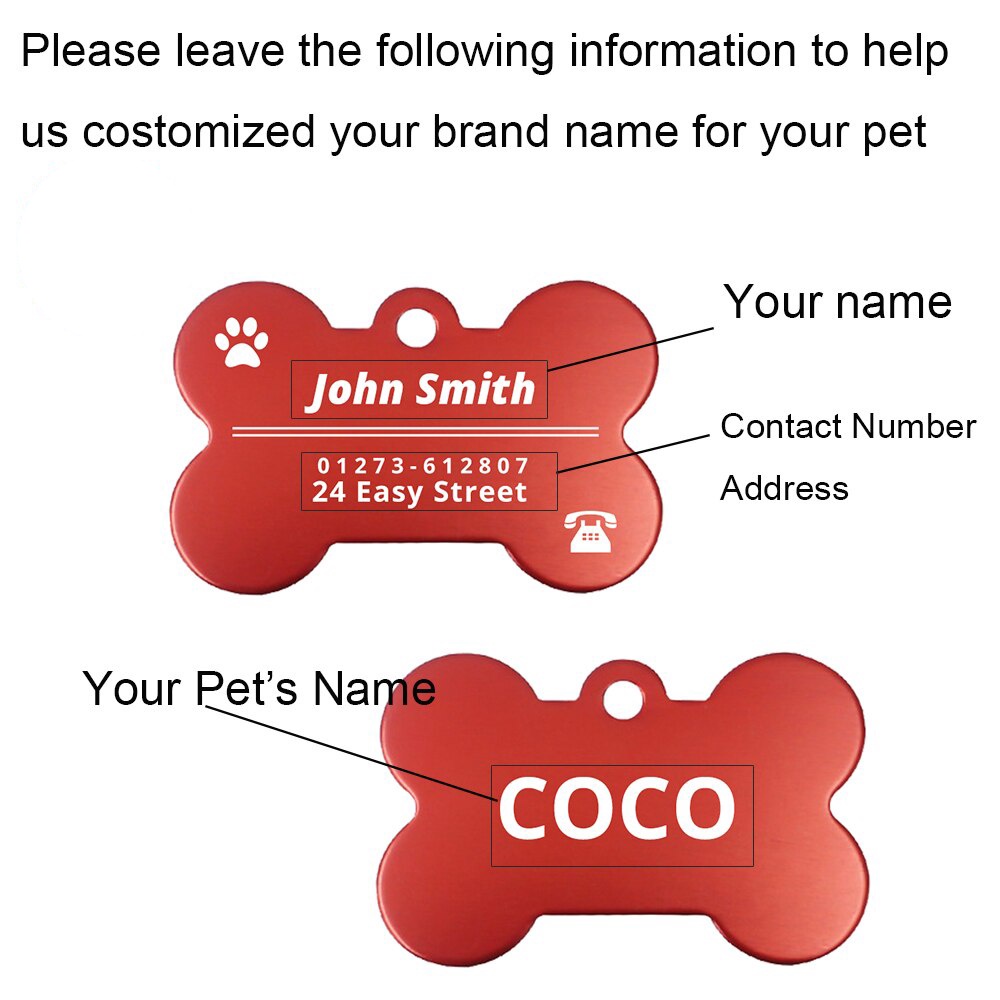 Versatile Purpose Personalized Dog Tag Address Tags Dogs Collar Id Custom Engraved Cat Name Pet - Image 2