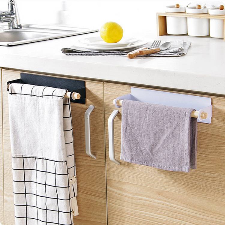 Wood Towel Hanger Selfadhesive, Bar Kitchen Cling Film Rag
