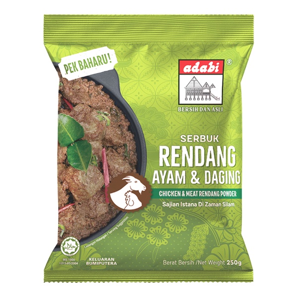 Adabi Serbuk Rendang Ayam Daging G Rendang Powder Shopee Malaysia