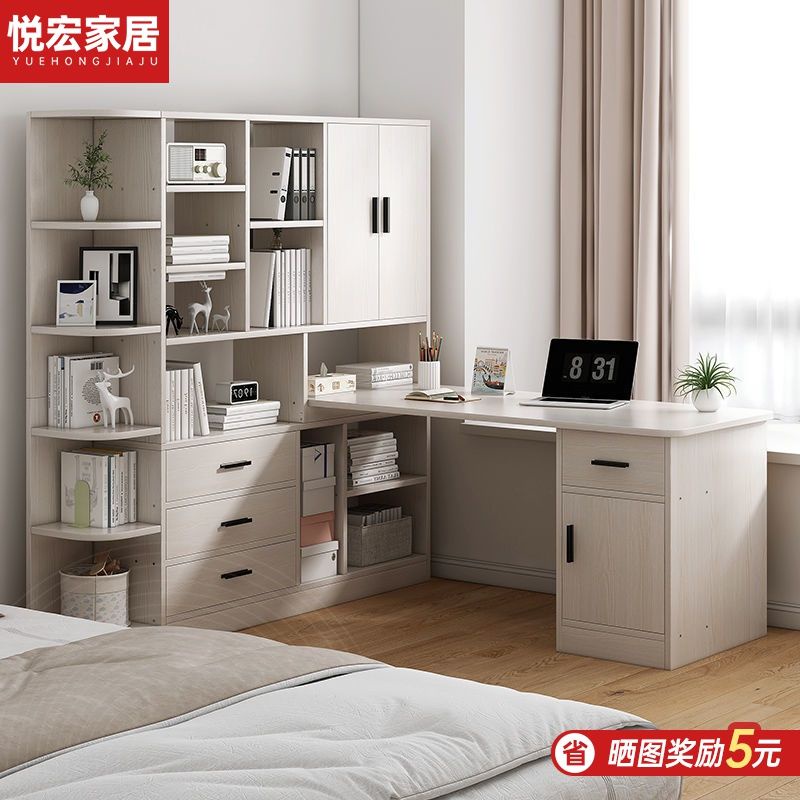 ¤☍♨Computer Desk Bookshelf Combination Simple Home Bedroom Corner Desk Bookcase One Student Writing Desk Study Table