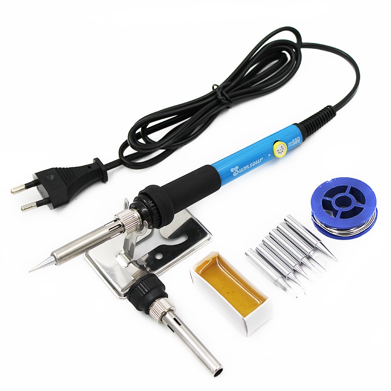 60W Electric Soldering Iron With 6pcs Iron Tip Stand Solder Wire Repair ...