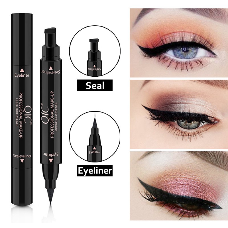 1pc Double Headed Seal Black Eyeliner Triangle Seal Eyeliner Stamp Waterproof Black Liquid 