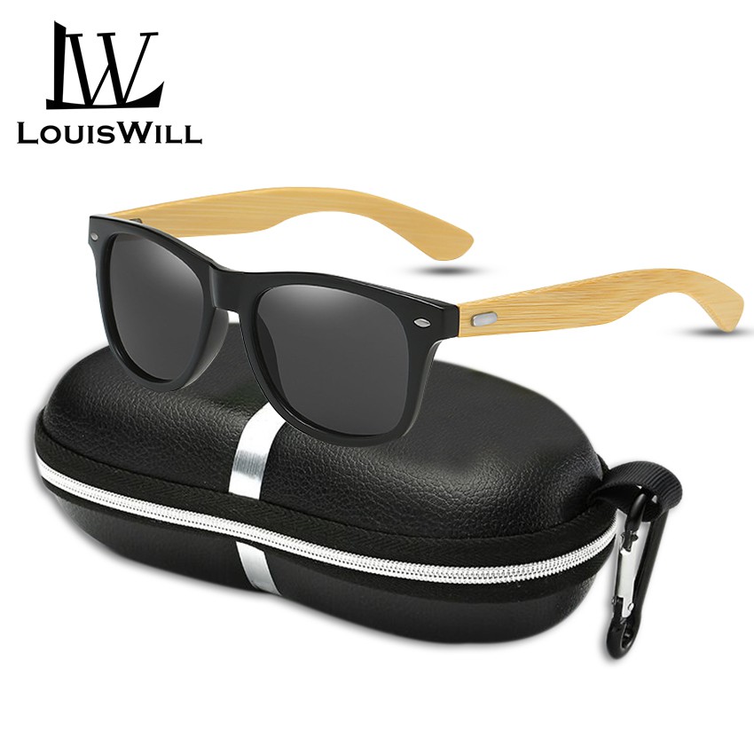 LouisWill Men Sunglasses TAC Polarized Sunglasses Retro Bamboo TempleSunglasses Outdoor UV Protection Sunglasses Polarize Lens Eyewears with Free Box