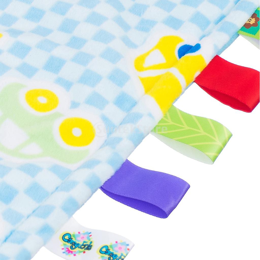 Newborn Baby Tag Blankets Plush Fleece Crochet Tag Crib Blanket Swaddle OO 