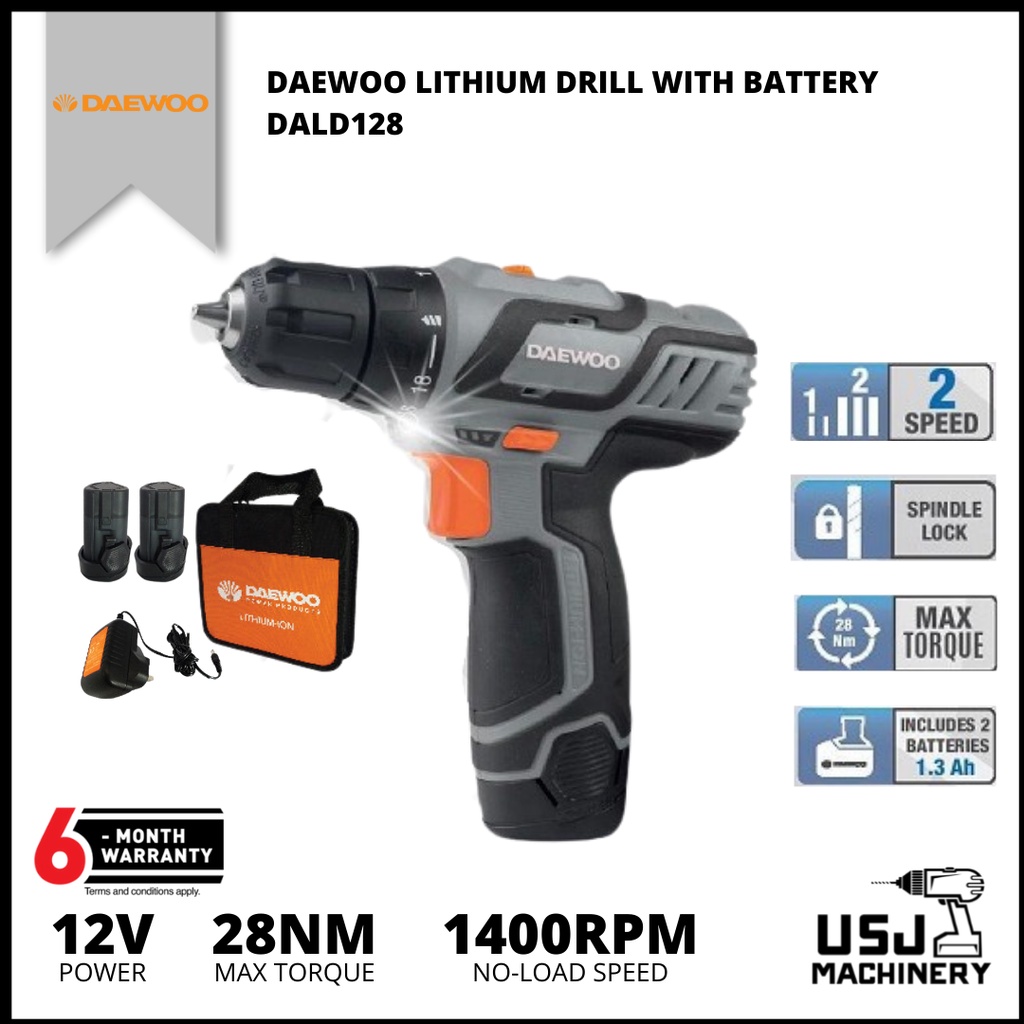 DAEWOO Lithium Drill With Battery DALD128 | 6 Months Warranty