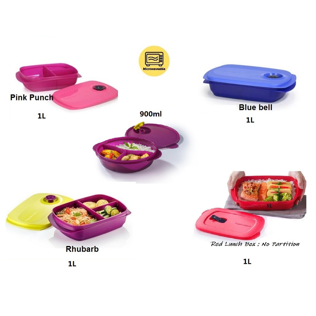 Tupperware Reheatable Divide Lunch Box 1L/ CrystalWave Rect 1L/ Crystalwave Divided Dish 900ml (Microwaveable)