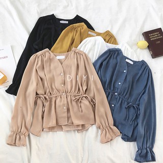  korean  style women ladies chiffon  shirt blouse baju  baju  