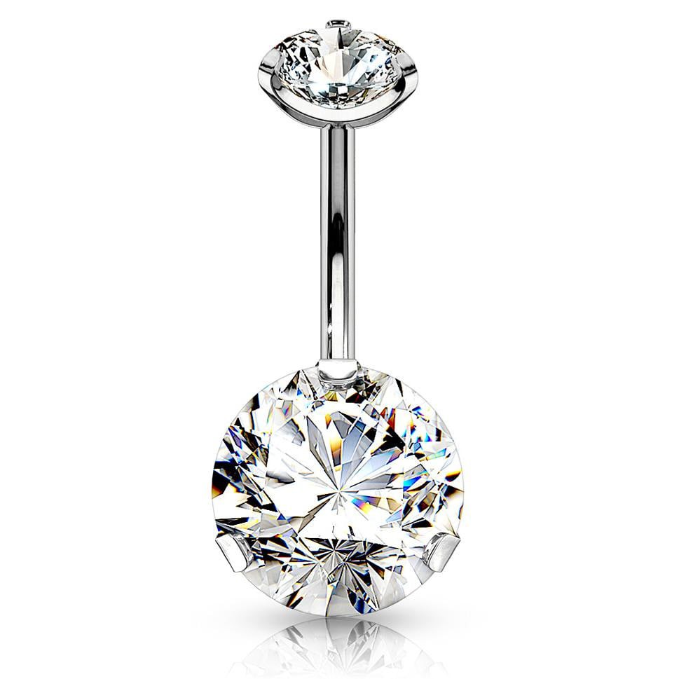 Attic Piercing Titanium Double Cz Belly Ring