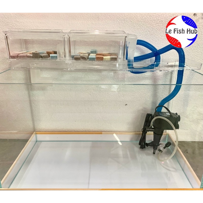 AQUA GUARD AQUARIUM DRIP FILTER BOX l TOP FILTER BOX SET W/ PUMP & DODOFLY SPONGE FILTER MEDIA